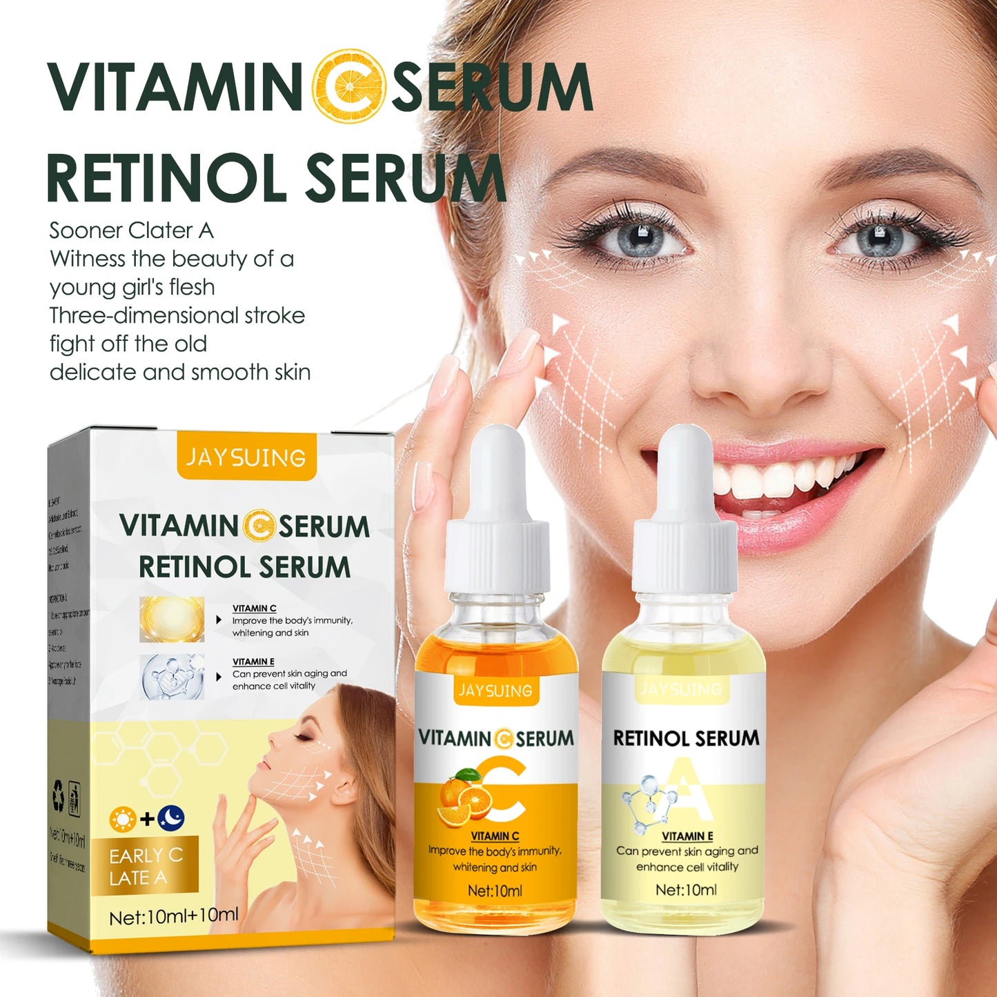 Looking for the best Vitamin C & E serum for your skin? Our anti-aging Vitamin C serum helps to brighten your skin, while the Vitamin E serum boosts immunity and enhances skin vitality. This whitening face serum works wonders for fighting signs of aging, rejuvenating skin cells, and giving you a youthful glow. Purchase the ultimate Vitamin C & E anti-aging serum for glowing, youthful skin today.